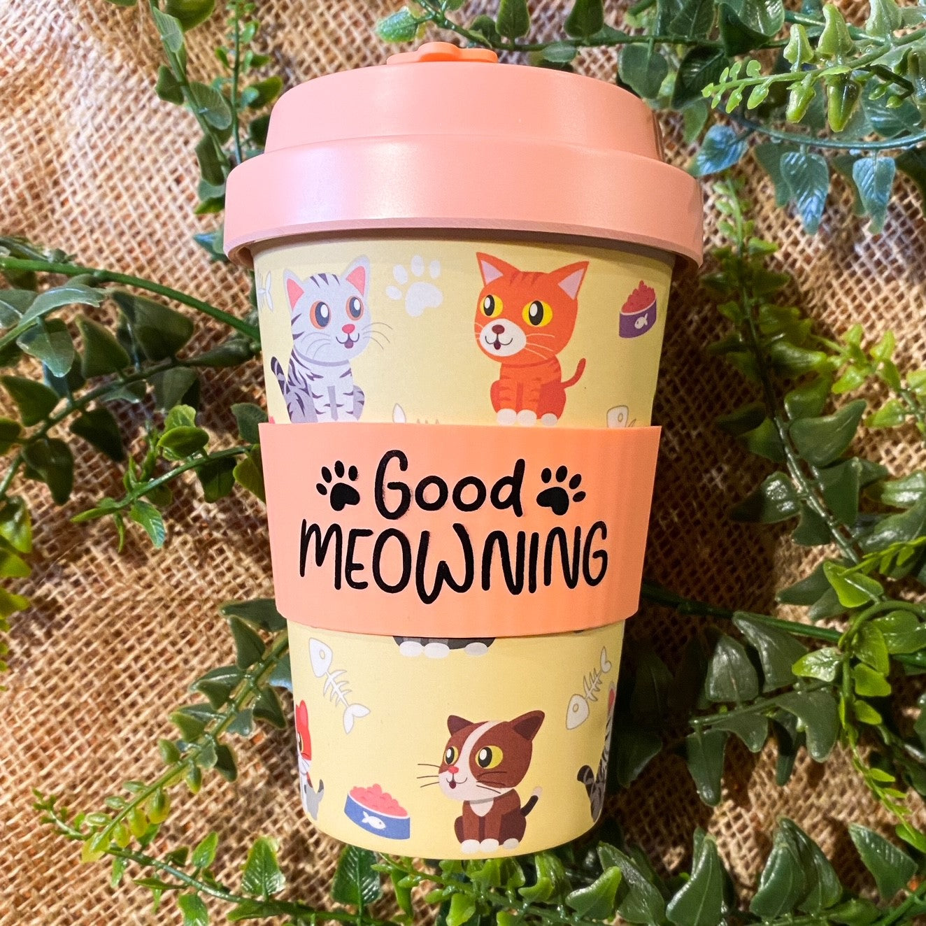 'Good Meowning' Bamboo Cup